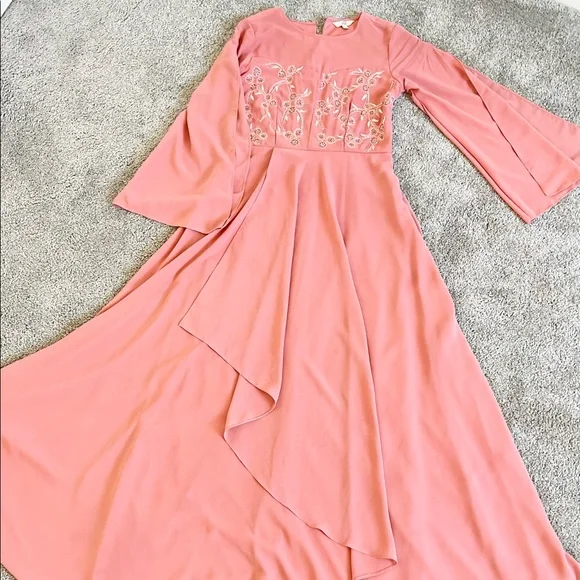 Peach A-Line Dress With Subtle Embroidery. Full Length Flowy Dress. Size M | Color: Pink/Cream | Size: S | Priya_Kaur1me's Closet